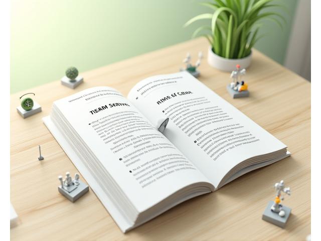 Ein geöffnetes Buch mit dem Titel 'Terms of Service' und einer Lupe, darüber schweben Icons für verschiedene Dienstleistungen (Coaching, Kurse, Community), alles in einem klaren, aufgeräumten Design.