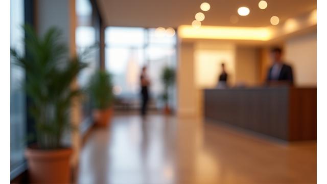 Eine moderne Bürorezeption oder ein Kontaktbereich, der Offenheit und Zugänglichkeit symbolisiert, mit einem Personensymbol, das den Datenschutzbeauftragten repräsentiert.