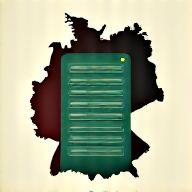 Ein Server-Rack-Symbol mit der deutschen Flagge, das sichere deutsche Serverstandorte und EU-Datenschutzstandards visualisiert.